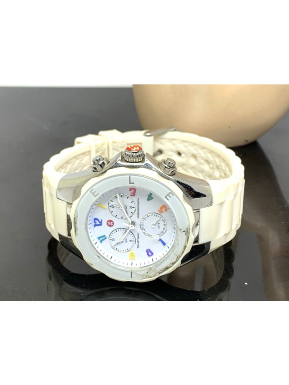 Michele Women's Watch MWW12F000013 Tahitian Jellybean Chronograph Quartz USED - Picture 9 of 15